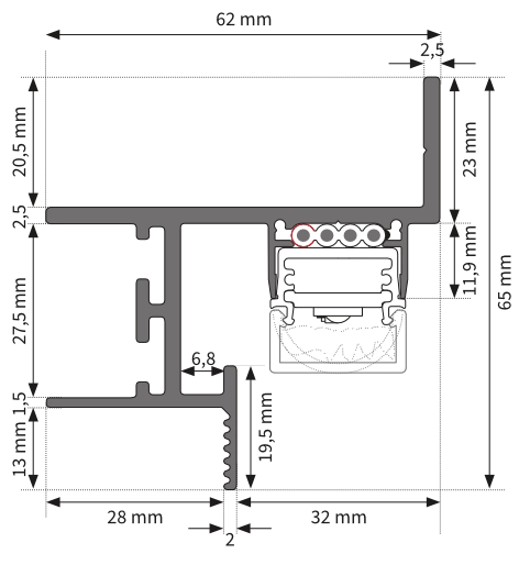 Montageprofile R-Serie Zeichnung R5-Profil